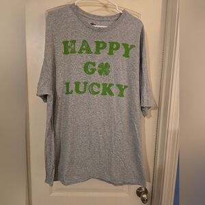 Women's Plus Size Gray Short Sleeve Graphic Tee with Green Print